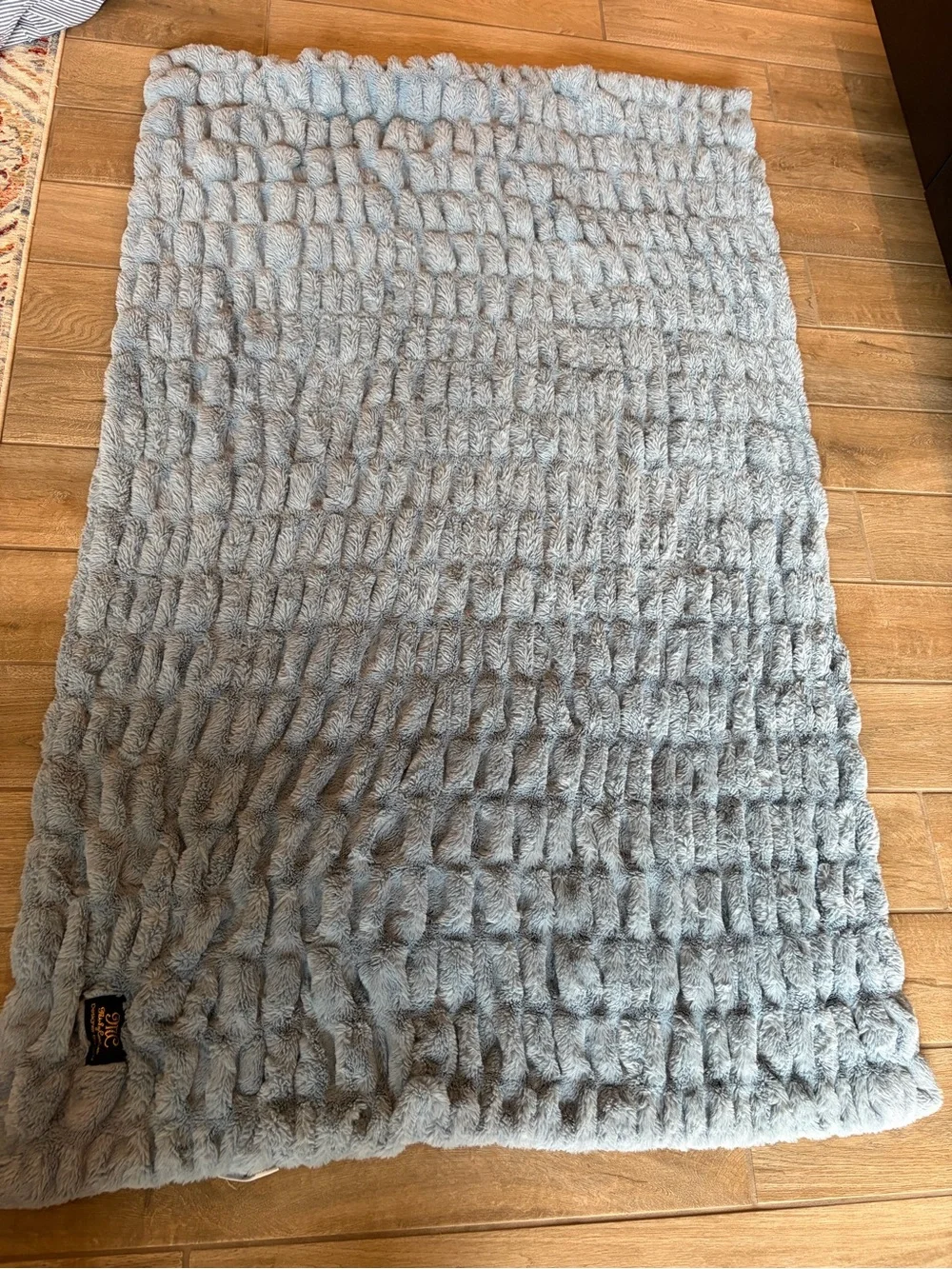 Minky Couture Luxury Designer Blanket adult size Blue Plush 40x64